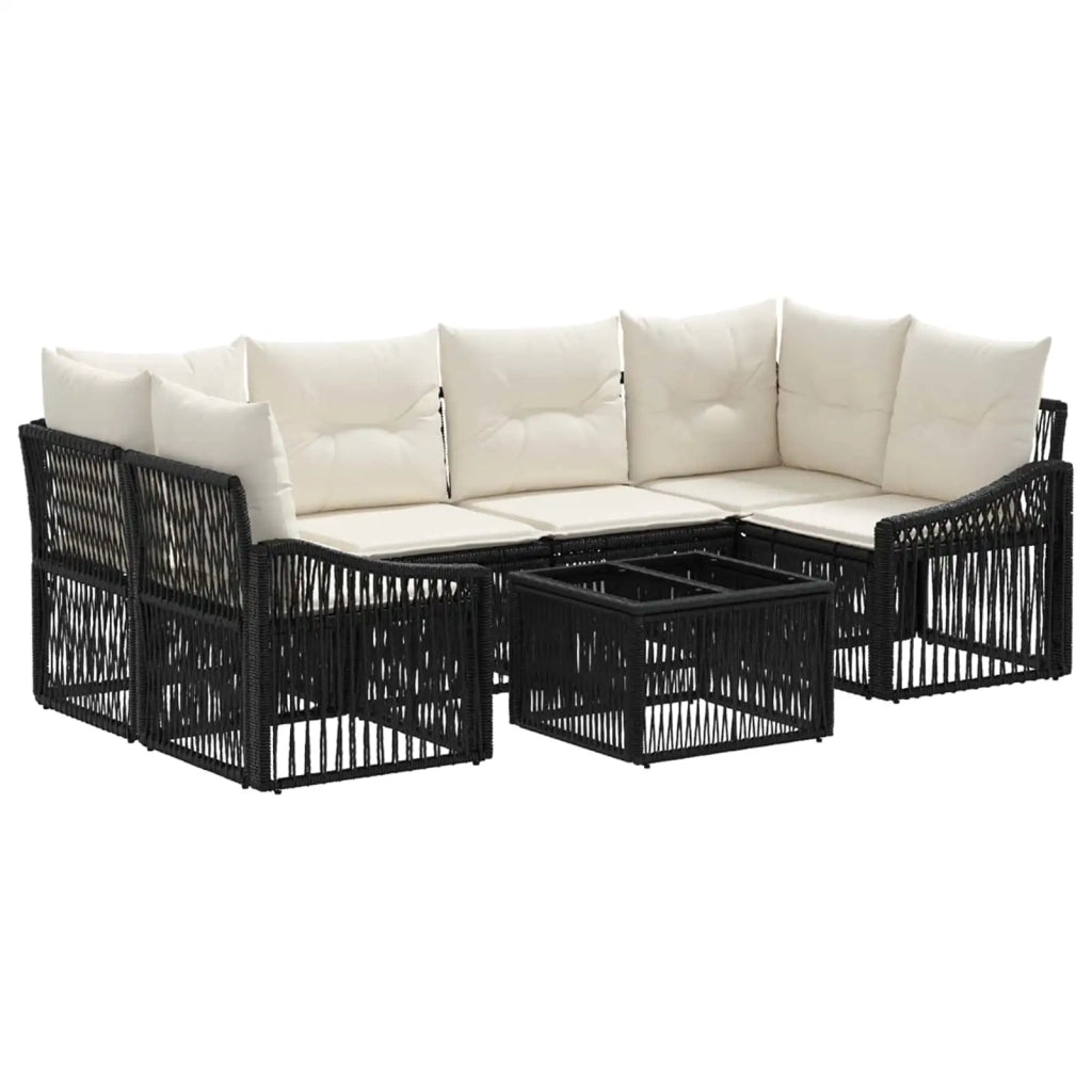 Set Divano da Giardino 7 pz Nero polyrattan 3435940