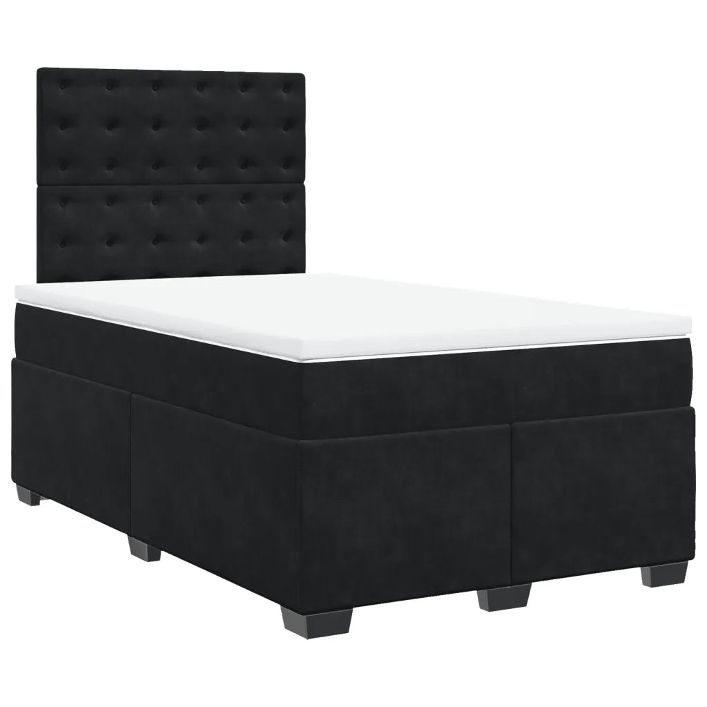 vidaXL Giroletto a Molle con Materasso Nero 120x200 cm in Velluto