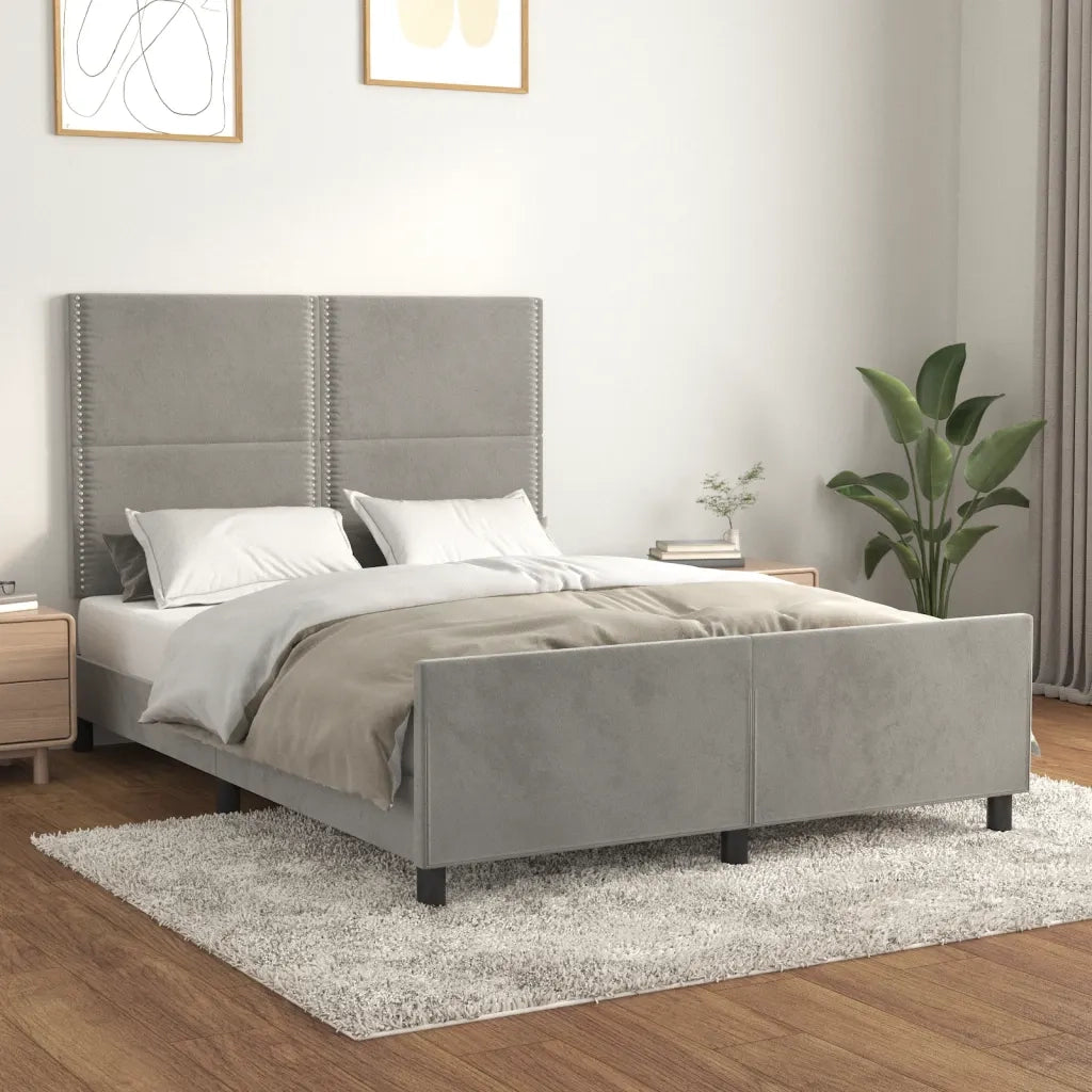 Giroletto senza Materasso Grigio Chiaro 140x200 cm Velluto 3125696