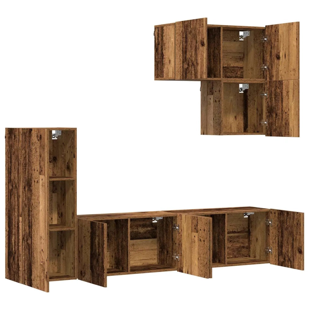 Unit¨¤ TV da Parete 5 pz | Armadietto TV | Mobile Porta TV Legno vecchio Legno multistrato