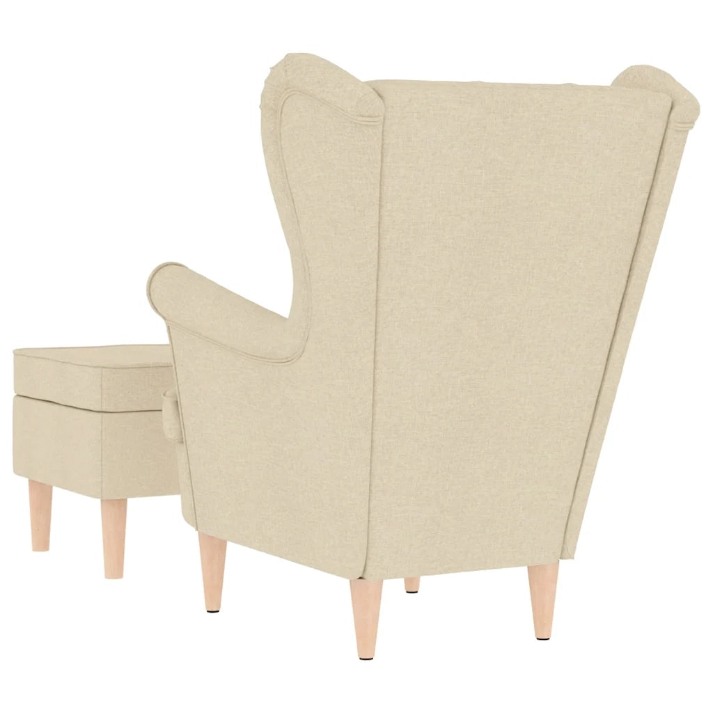 Poltrona con Poggiapiedi Crema in Tessuto 3307996