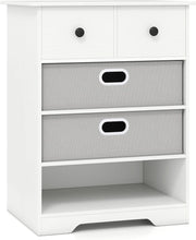 Comodino Camera da Letto 58 x 42 x 75 cm, Cassettiera Salvaspazio con 4 Cassetti e Ripiano Aperto, Tavolino Moderno da Letto per Soggiorno e Ingresso