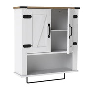 Mobiletto da bagno pensile 60,5 x 20 x 72,5 cm capiente stile rustico vintage legno lavorato bianco 20_0017787