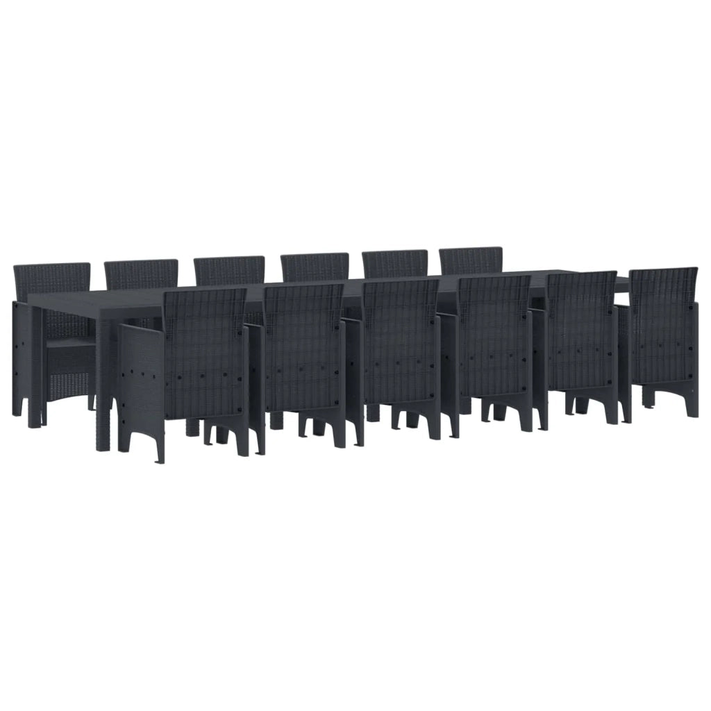 Set da Pranzo per Giardino 13 pcs Antracite Rattan Polt 3378772