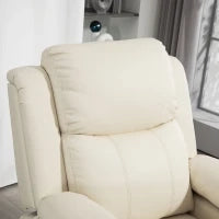 Poltrona Alzapersona Reclinabile a 160° con Poggiapiedi e Telecomando, in Pelle PU e Acciaio, 76x90x105 cm, Crema