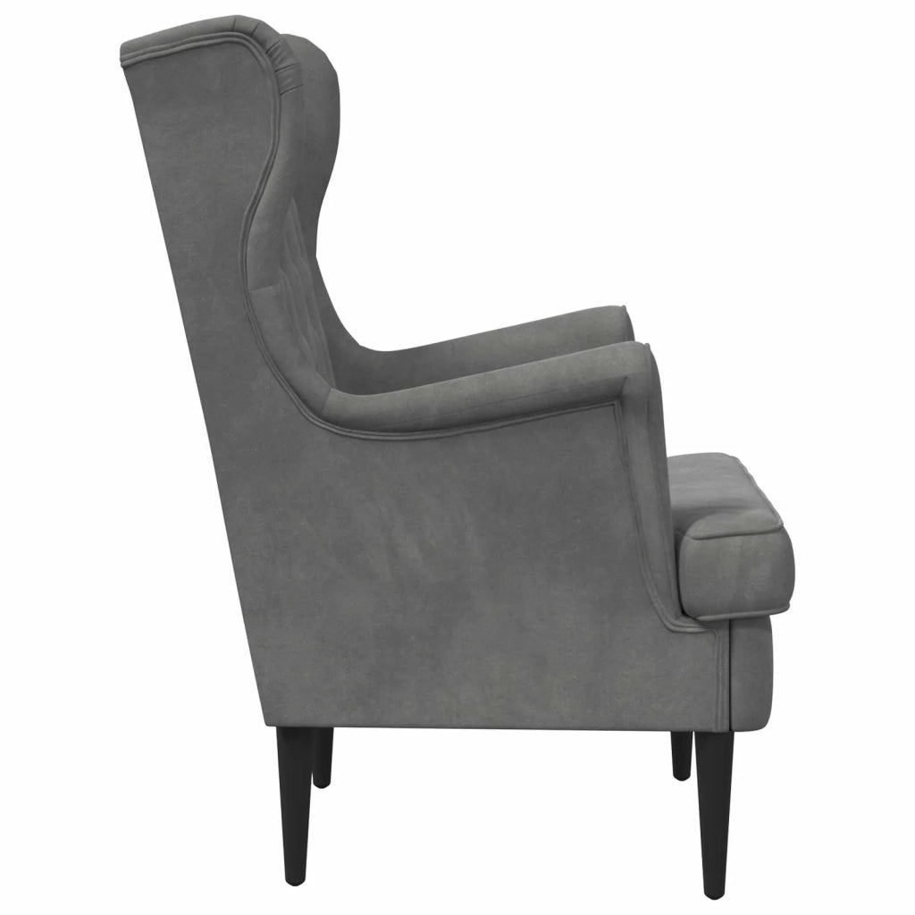Poltrona-Divano Sedia-Poltroncina Grigio Scuro Velluto 210569