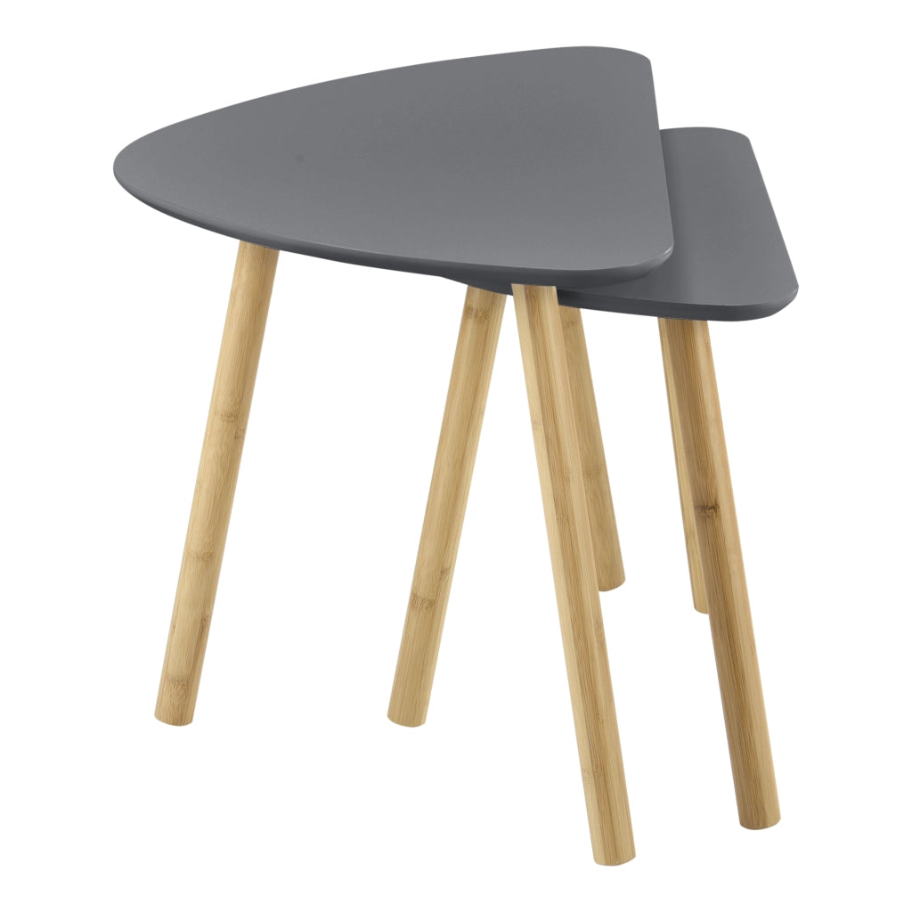 Set da 2 Tavolini da Salotto in Altezze Diverse 2 Tavolini Impilabili con Gambe in Bambú Tavolini Bassi da caffè con