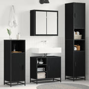 Set di mobili per il bagno 4 pcs Rovere Nero Legno multistrato 3402476