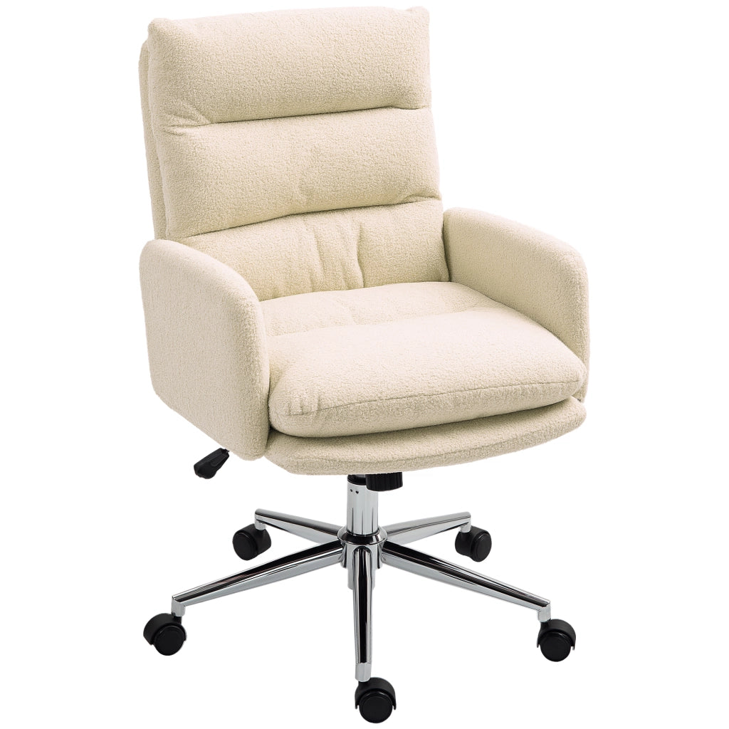 Sedia da ufficio imbottita ¨C zephmum ¨C girevole, con rotelle, crema
