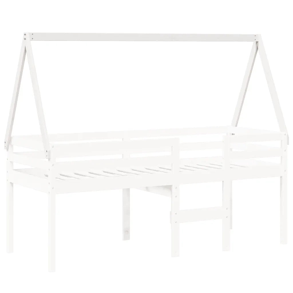 Tetto Letto Bambini Bianco 209x95,5x88 cm Legno Massello Pino 846947