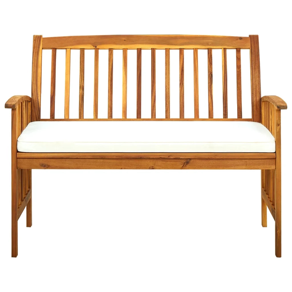 Panchina da Giardino | Panca da Giardino con Cuscino 119 cm Legno Massello d'Acacia