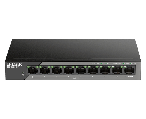D-link dss-100e-9p switch di rete non gestito fast ethernet (10/100) supporto power over ethernet (poe) nero