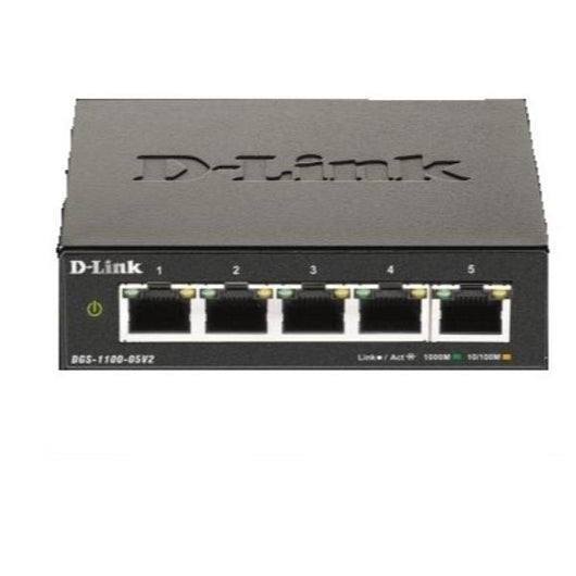 D-link dgs-1100-05v2/e switch di rete gestito l2 gigabit ethernet (10/100/1000) nero