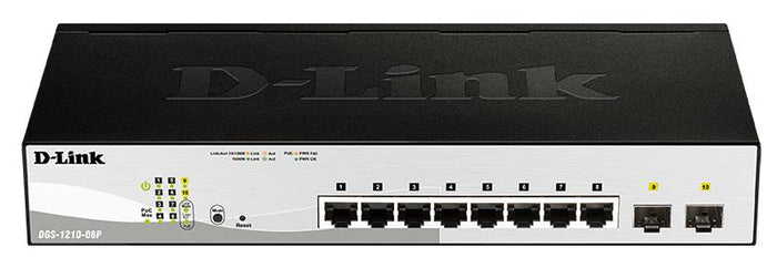 D-link dgs-1210-08p gestito l2 gigabit ethernet (10/100/1000) supporto power over ethernet (poe) nero