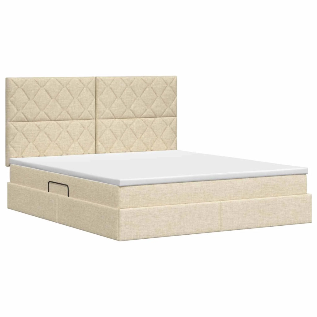 Letto con contenitore e materasso Crema 180 x 200 cm Tessuto 3459586