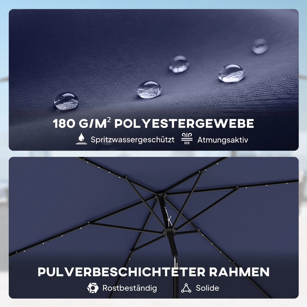 Ombrellone LED Solare 300x200 cm Pieghevole ¨C zephmum ¨C Blu Marino