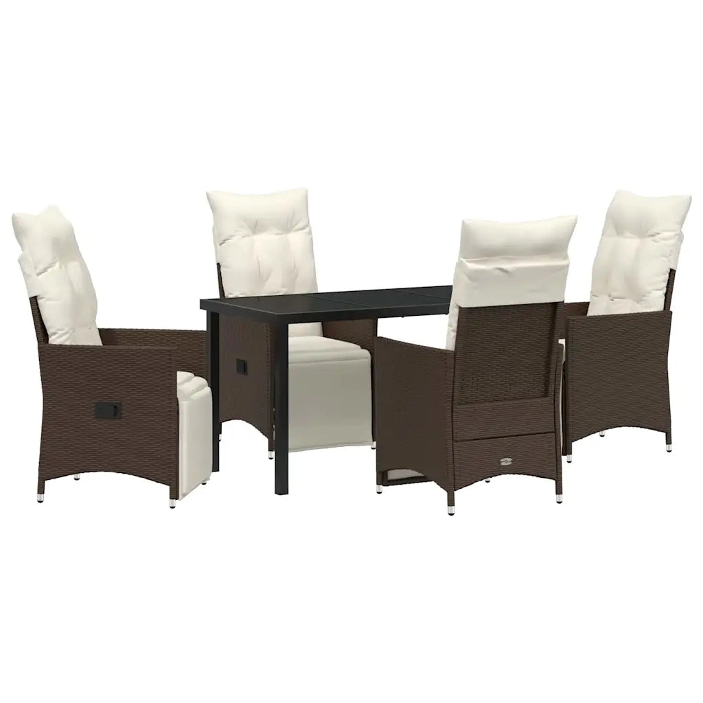 Set da Pranzo per Giardino con cuscino 5 pcs Marrone polyrattan 3379571