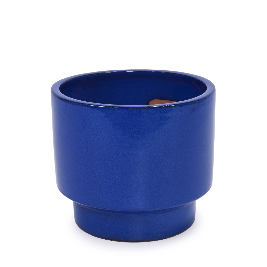 Fioriera in ceramica con foro di drenaggio finitura lucida blu verde anticato per interno ed esterno 49 × 49 × 45,5 cm