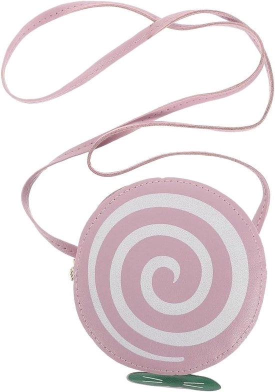 Borsa a tracolla premium per bambine con design lollipop, colore lila, dimensioni 12.00x12.00x4.00 cm, materiale PU, stile femminile e compatta