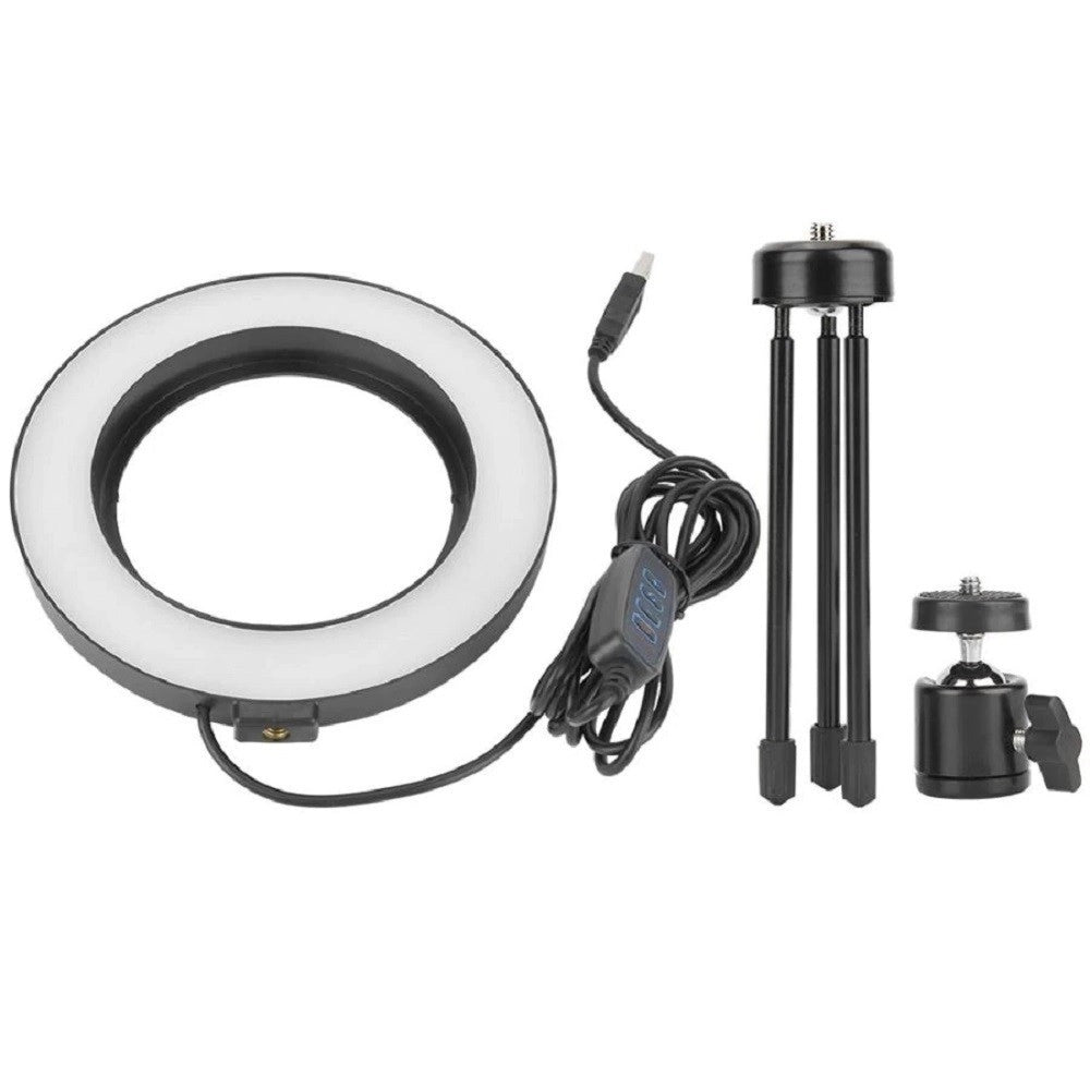 Trade Shop - Anello Punto Luce Led Fotografia Makeup Video Diffusore Circolare 6" 16cm Dimmer -