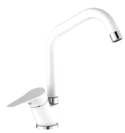 Miscelatore per cucina in ottone bianco, canna a ponte