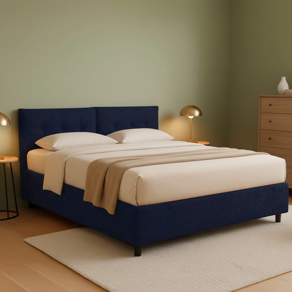 York, Letto Piazza e Mezza Sfoderabile Made in Italy, Viola Scuro