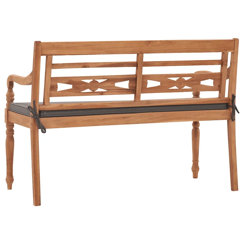 Panca Batavia con Cuscino Grigio Scuro 120 cm Massello di Teak 316030