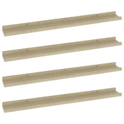 4 pz Mensole da Parete | Scaffali a Parete | Ripiano a parete Rovere Sonoma 80x9x3 cm