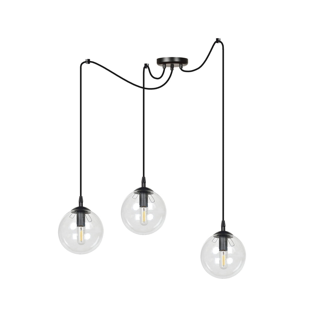 Lampadario Emibig GIGI 3 nero trasparente 3xE14 vetro