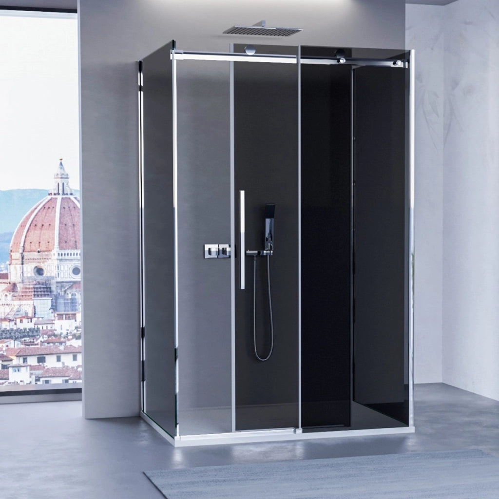 Box doccia 3 lati fume porta scorrevole h195 8mm euclide, misura 80x120x80