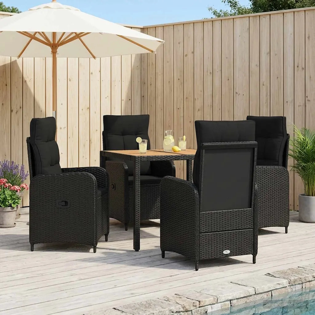 Set da pranzo per esterni 5 pz Nero 3422263