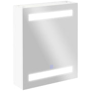 Armadietto Pensile da Bagno con Anta, Specchio e LED ¨C zephmum ¨C Bianco 60x50x15cm