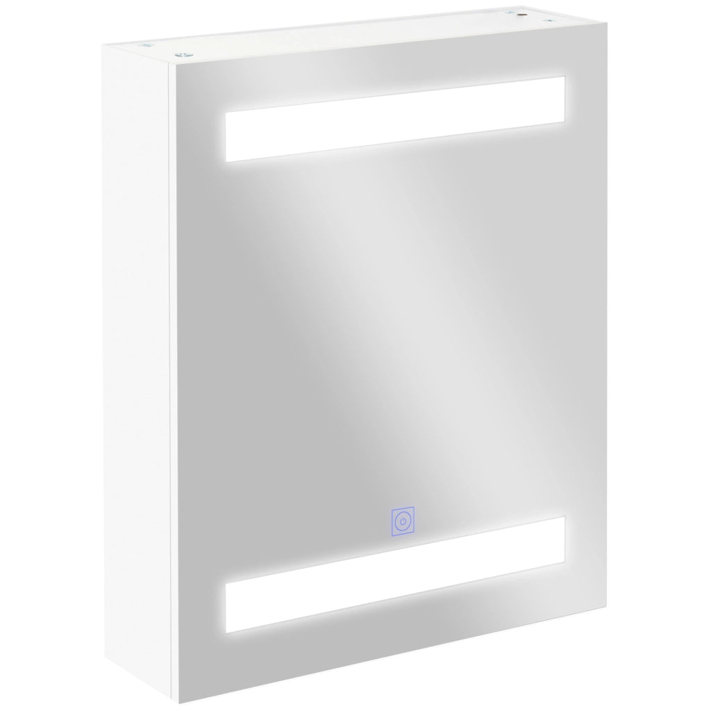 Armadietto Pensile da Bagno con Anta, Specchio e LED ¨C zephmum ¨C Bianco 60x50x15cm