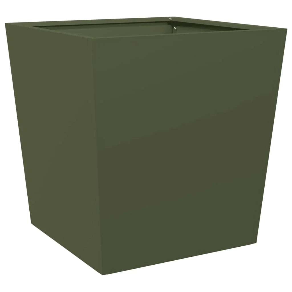 Fioriera rialzata per piante fiori giardino terrazze set da 2 verde oliva 50 x 50 x 50 cm acciaio verde 02_0039087