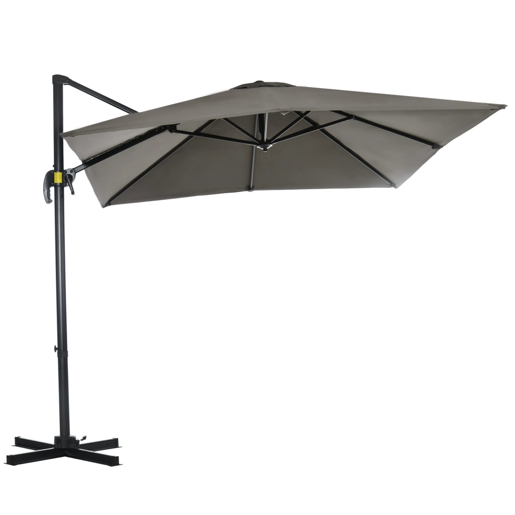 Ombrellone da Giardino a Manovella 2.5x2.5 m con Rotazione 360¡ã e Parasole Regolabile, Grigio Chiaro