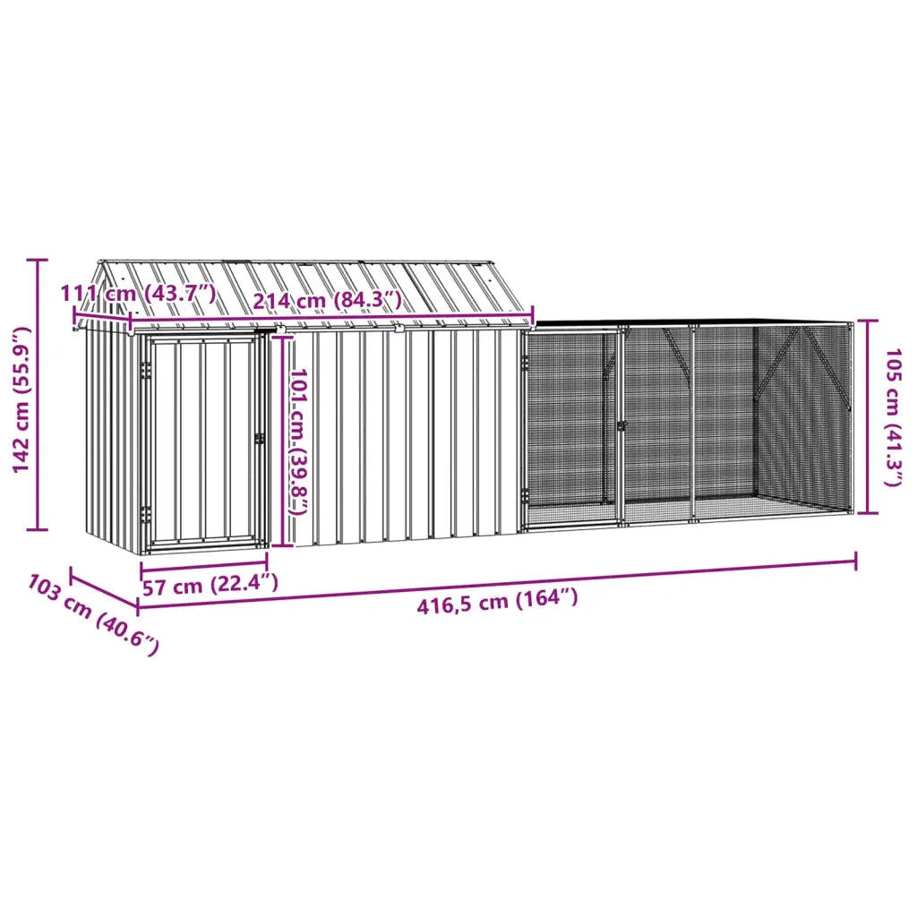 Gabbia per uccelli Antracite 416,5 x 103 x 142 cm 3325148