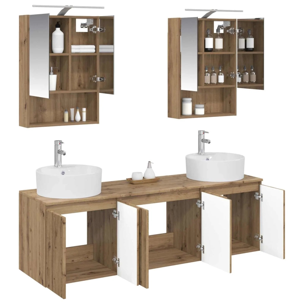 Set di Armadi da Bagno 5 pcs Rovere Artigianale 3406446