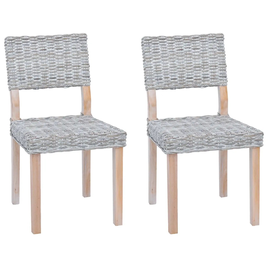 Sedia da pranzo 2 pcs Bianco Lavato 46 x 55 x 84 cm Rattan Kubu