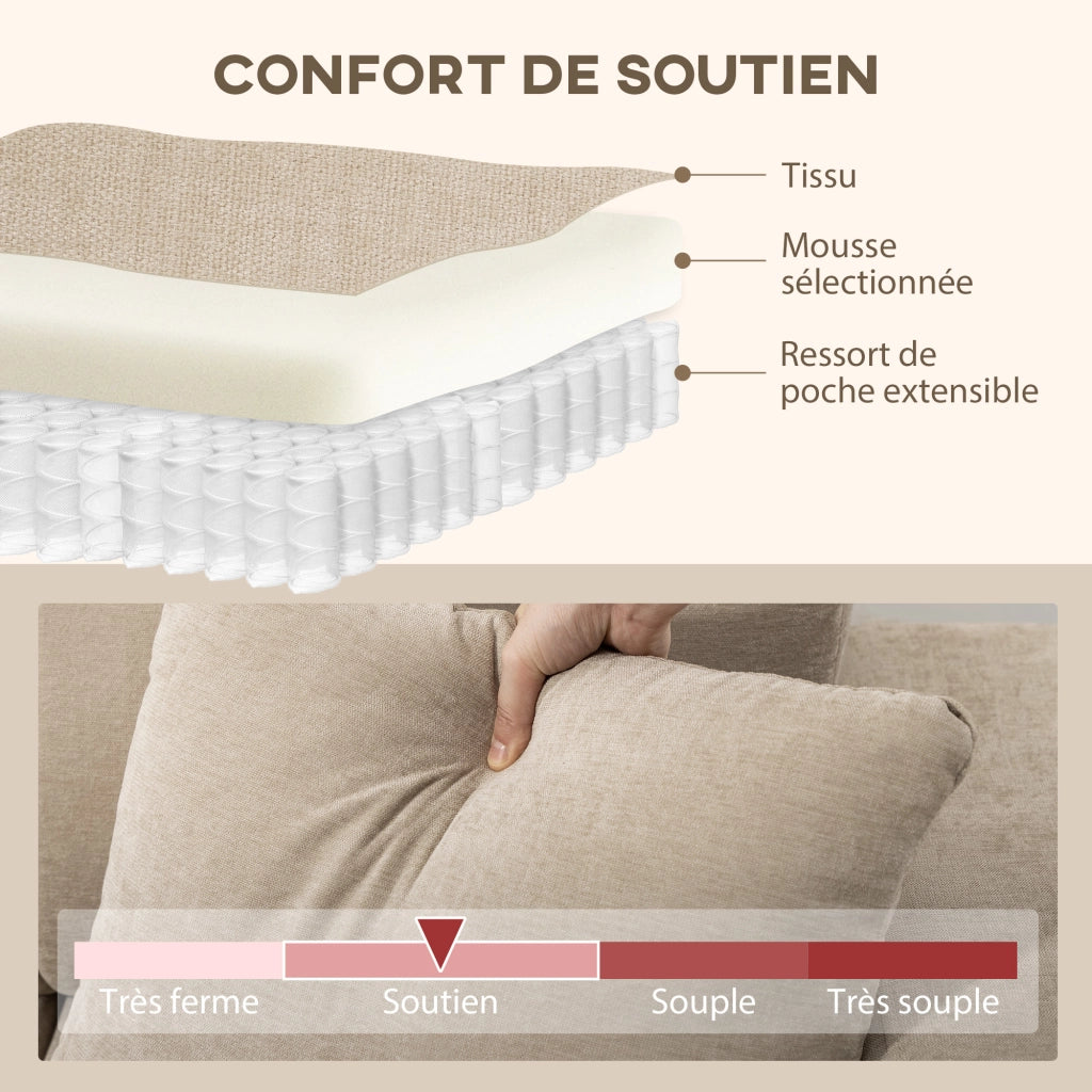 Divano angolare reversibile 3 posti con chaise longue ¨C zephmum ¨C beige 242x156x87