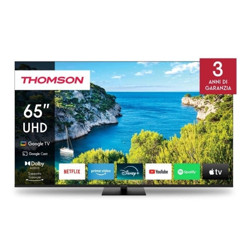 Tv thomson led 65 65ug5c14 smart google tv dvb-t2/s2 uhd ci+ 3xhdmi 2xusb  - central stand - telecomando retro illuminato vesa