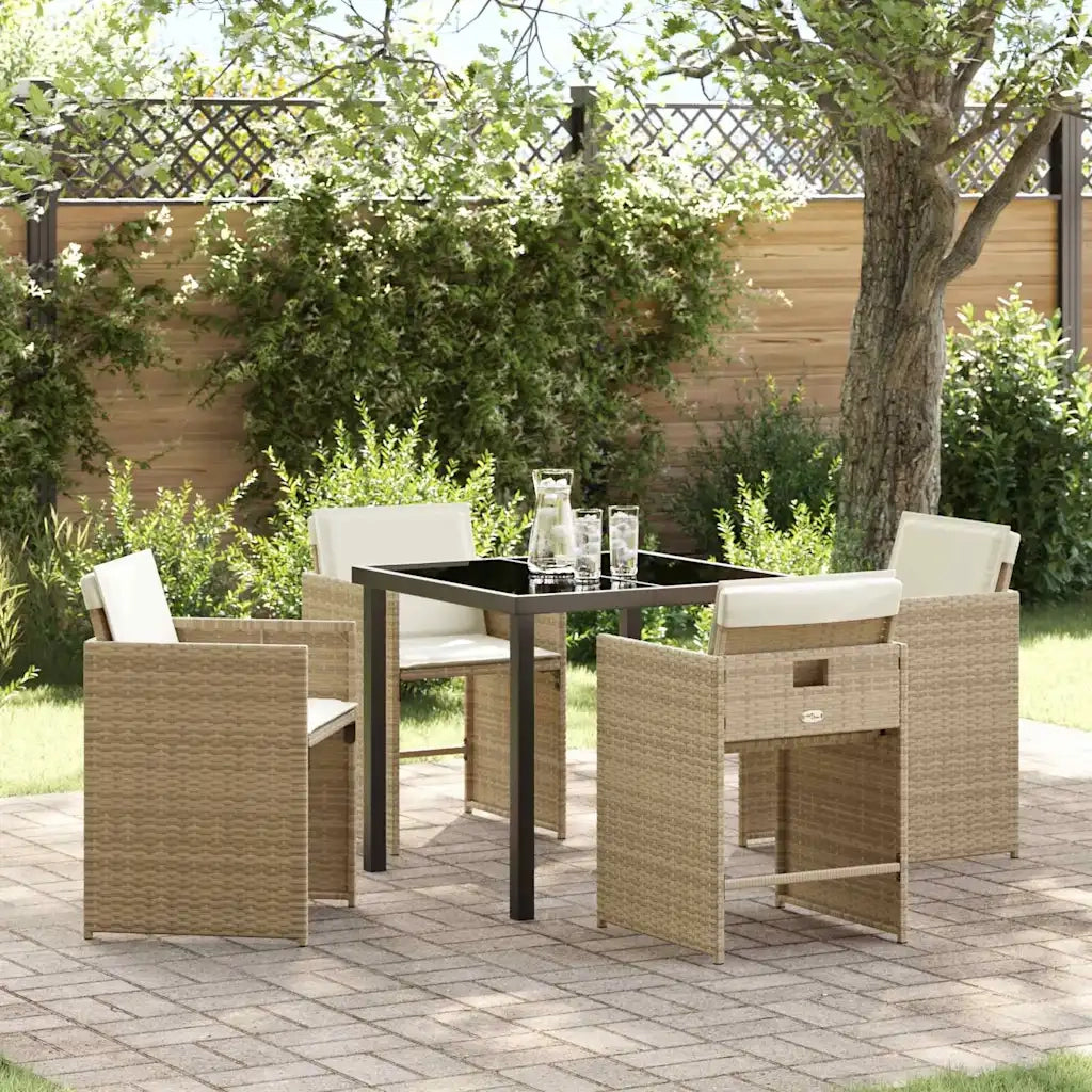 Set da Pranzo per Giardino 5 pcs Beige polyrattan