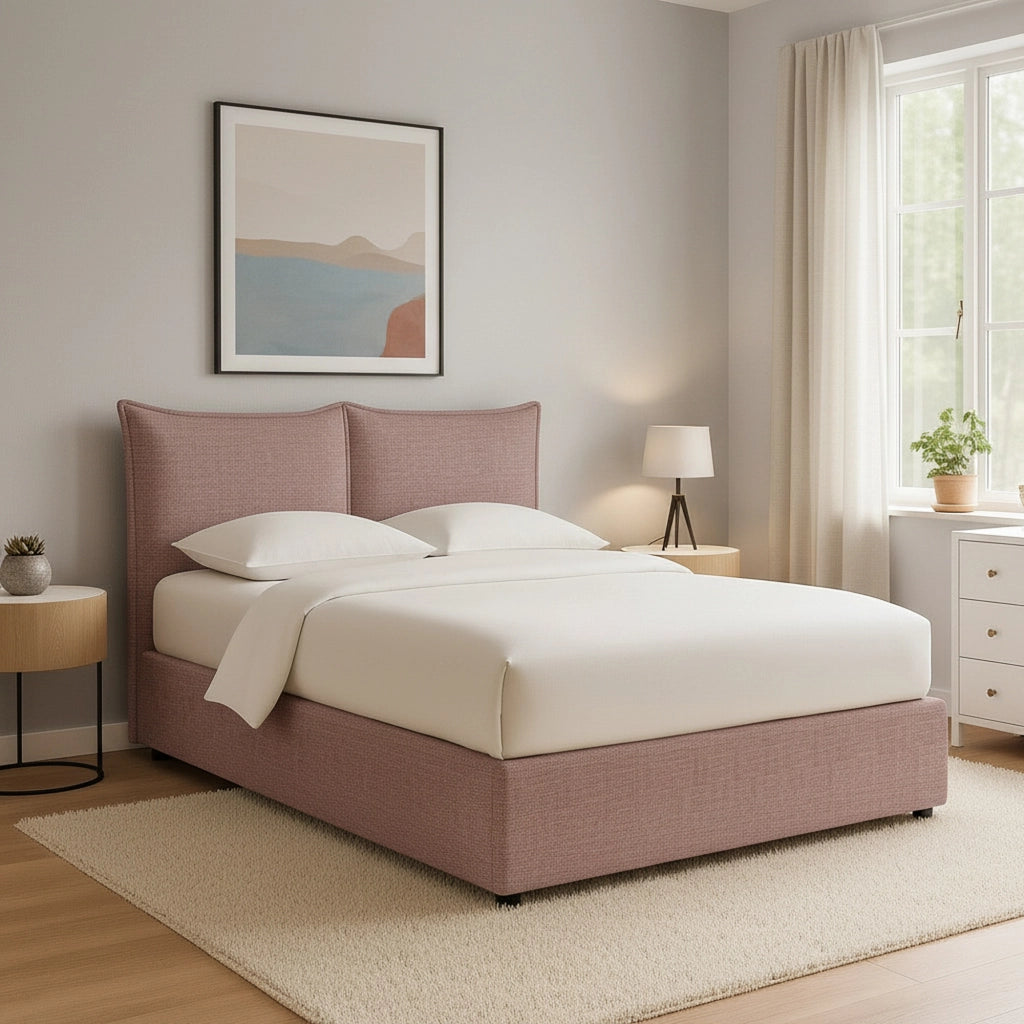 Chatteris, Letto Singolo Sfoderabile Made in Italy, Rosa Antico