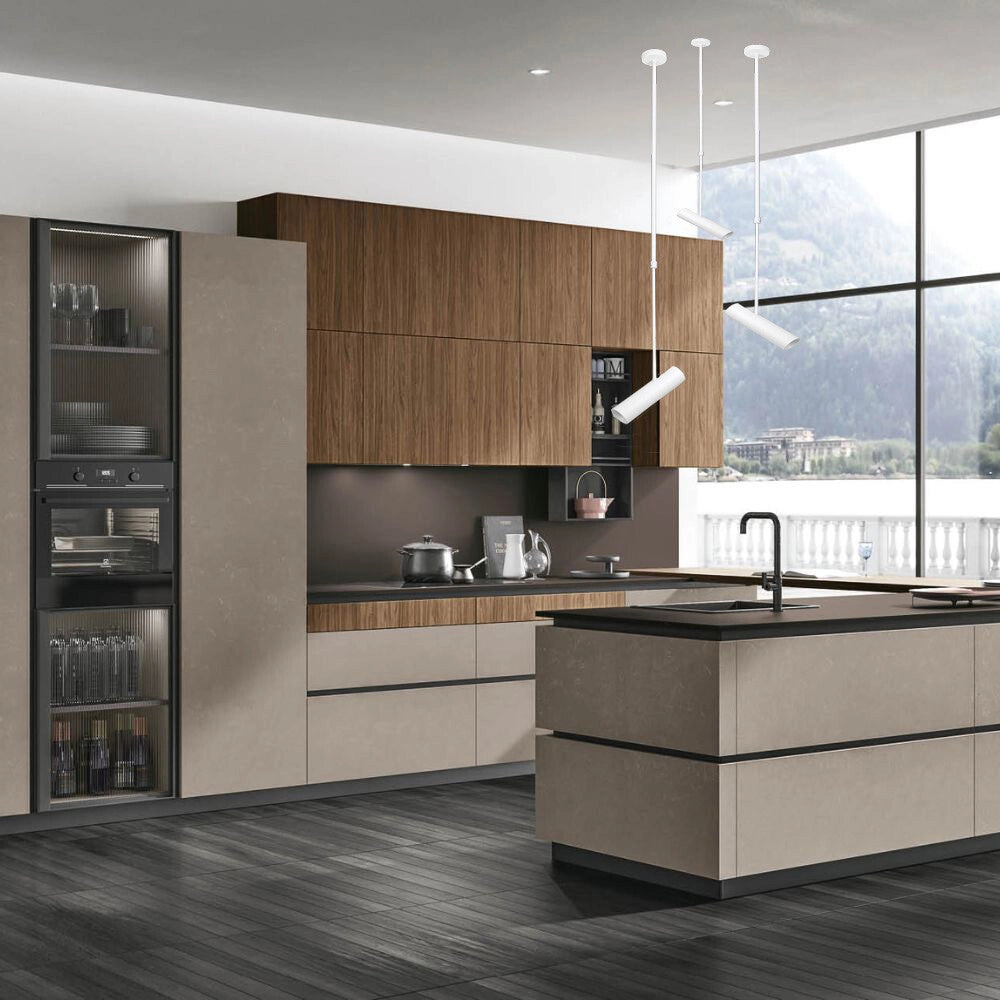 Trade Shop - Lampadario Portafaretto Pendente A Sospensione Lampada A Cilindro Gu10 Asta Regolabile 209 - Bianco