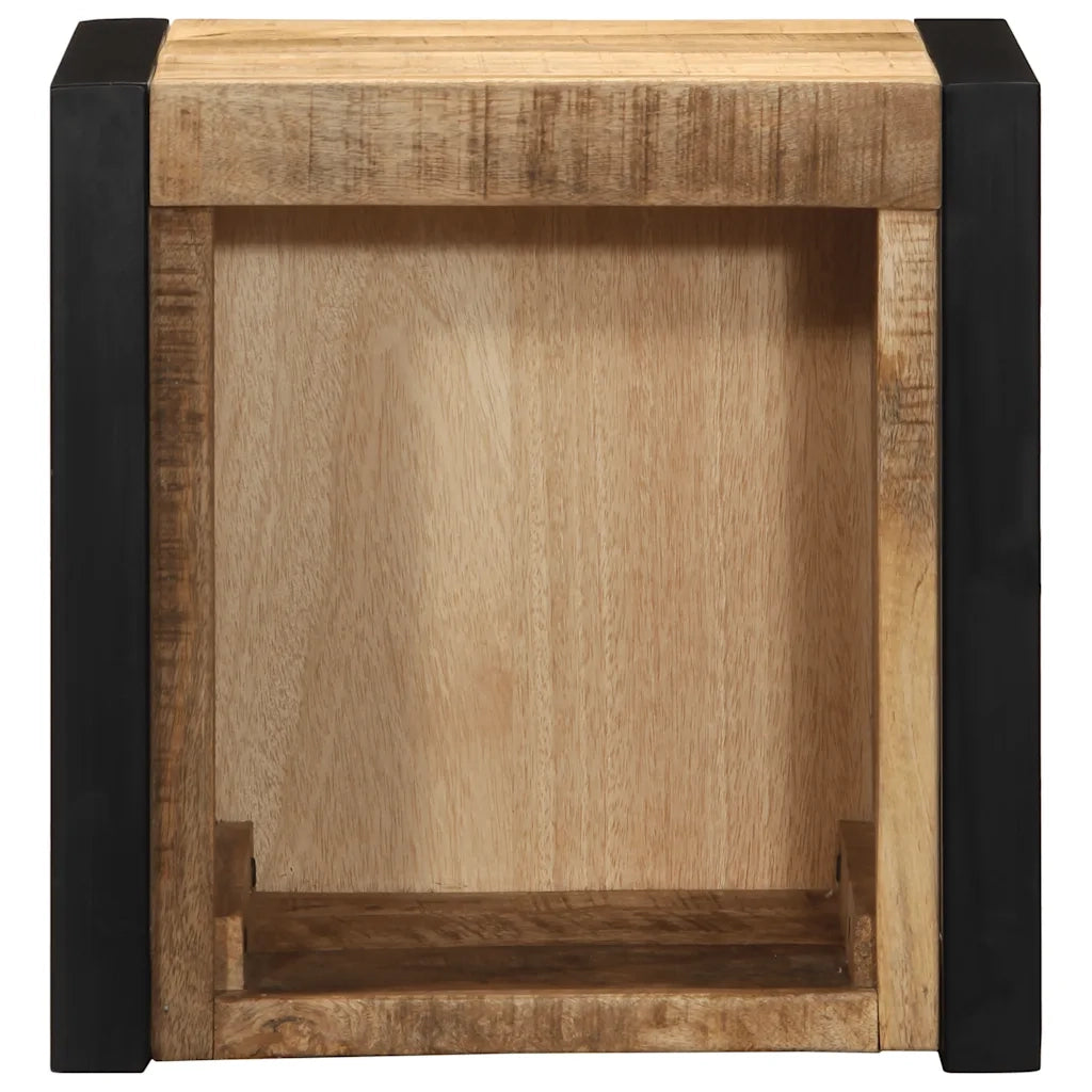 Set di 2 Comodini | Armadio da Notte | Mobiletto da notte 40x35x40 cm in Legno Massello di Mango Grezzo