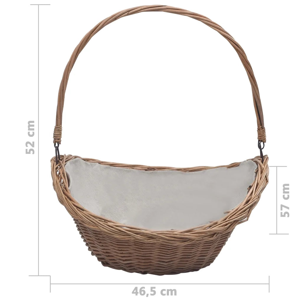 Cesta Legna da Ardere con Manico-Cestino per Legna 57x46,5x52cm Marrone in Salice