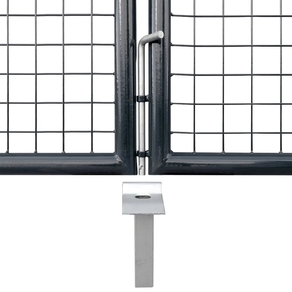 Cancello da Giardino in Rete di Acciaio Zincato 400x150 cm Grigio 143377