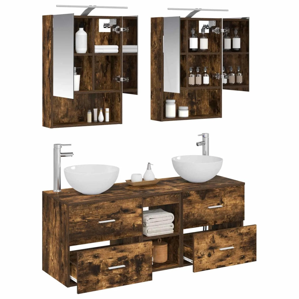 Set di mobili per il bagno 5 pcs Rovere Fumo 3406723