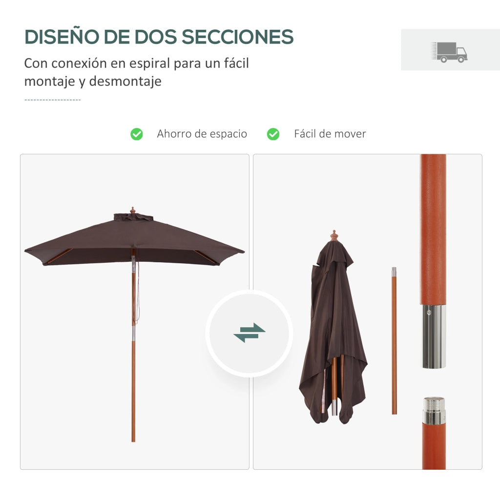 Ombrellone da Giardino Rettangolare Inclinabile ¨C zephmum ¨C Grigio 200x150x235 cm