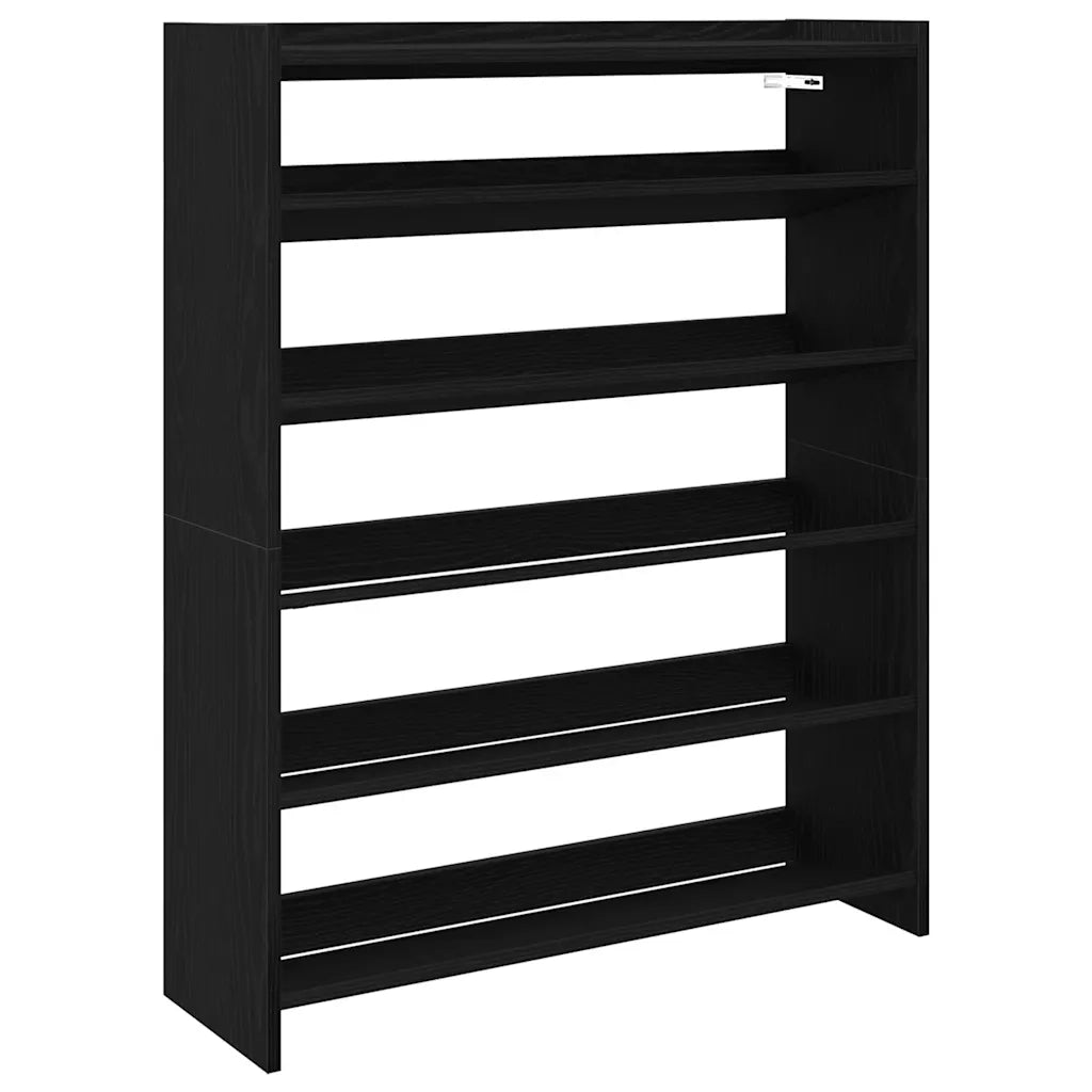 Scarpiera-Scaffale per scarpe Nera 80x25x100 cm in Legno Multistrato