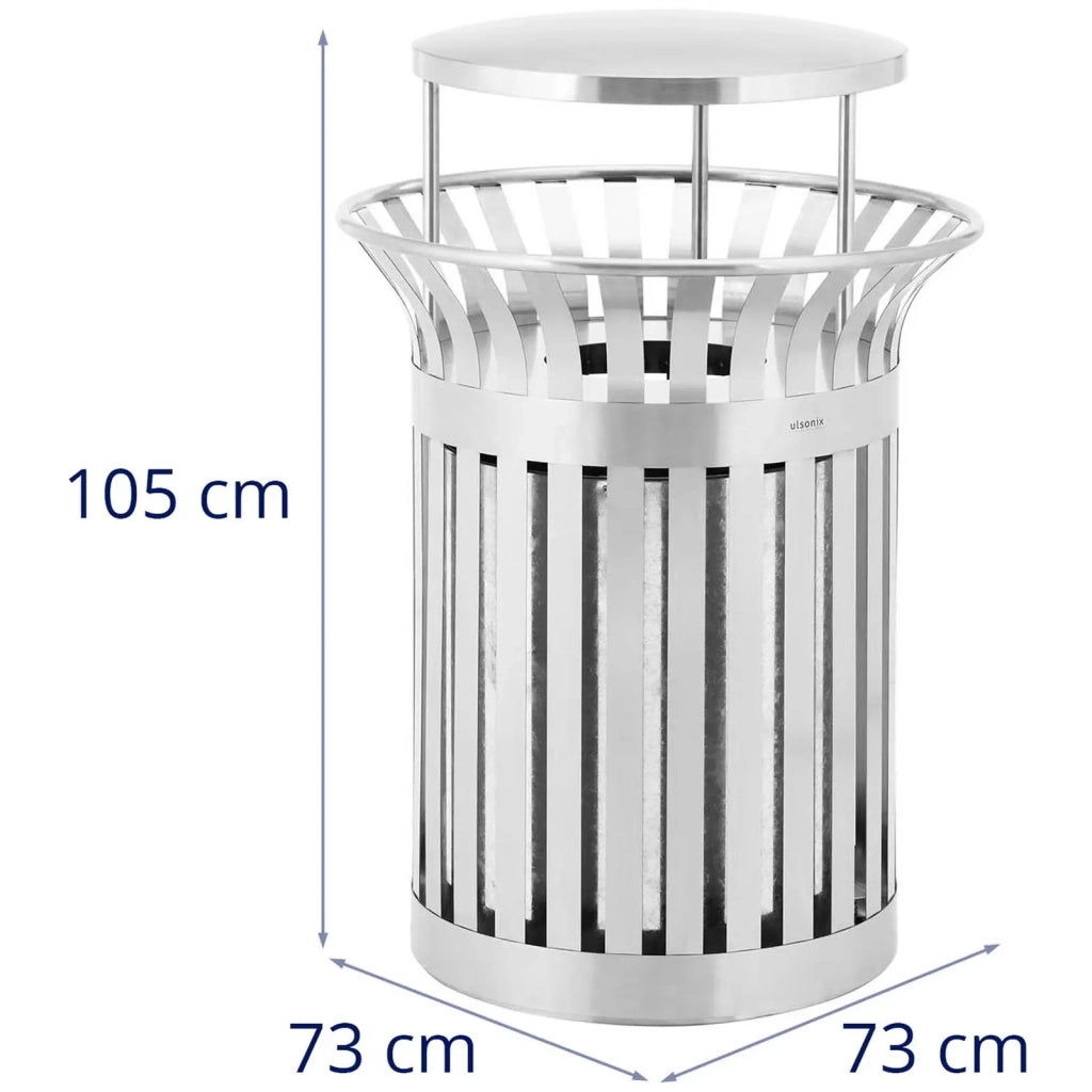 Pattumiera rotonda da esterno con coperchio 73 x 73 x 105 cm acciaio inox 14_0009748